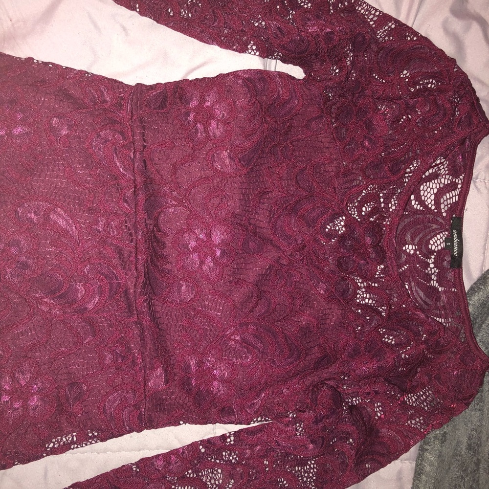 Short Maroon Lace Tight Dress